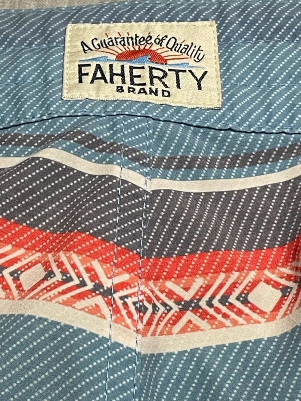 Faherty Sunset Arrow Redux Board Shorts Men 33 Lightweight Cruise Vacation Surf